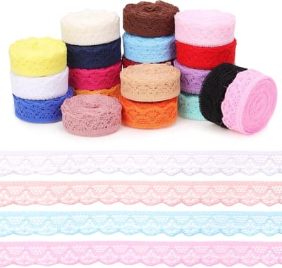 Kleurige Kantlinten voor Creatief Handwerken - 20 Stuks 1.5CM Bloemige Versieringen voor Cadeauverpakking en Bruiloftdecoraties