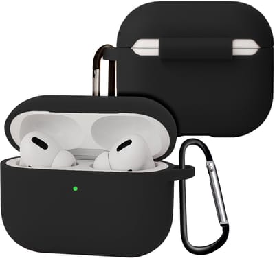 Case - Geschikt voor Apple Airpods Pro 3 - Siliconen Hoes met Clip - Silicone Hoesje Cover - Zwart
