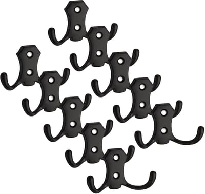10 x Garderobehaak LENA 45 x 77 x 27 mm BA 20 mm zwart Kledinghaak Haak van SO-TECH