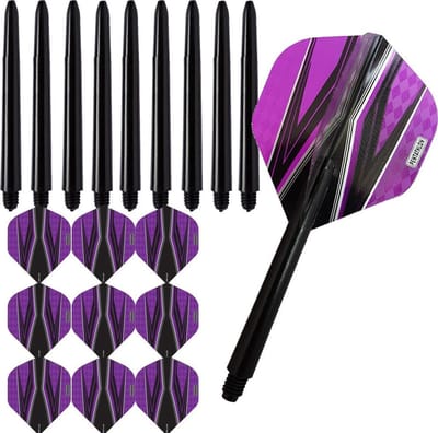 ABC Darts - Dart Flights en Dart Shafts - Pentathlon Spitfire Zwart Paars - 3 sets