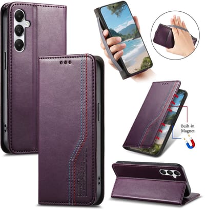 Praktische en Stijlvolle PU Leren Portemonnee Hoes voor Galaxy A36 _ Paars
