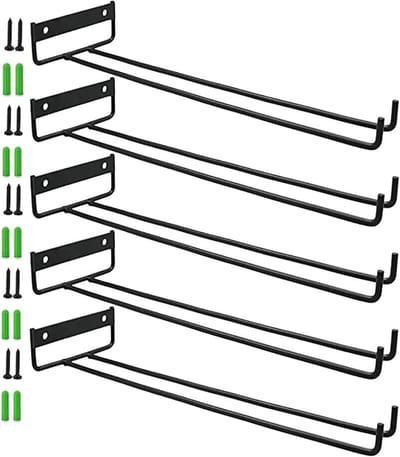 Set van 5 metalen wijn glazen houders - 30 cm hangende glazenrek voor onderplank - Ideaal voor restaurant, bar en keuken