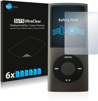 Savvies - Screenprotector voor Apple iPod nano (4. Gen.) - Folie Beschermfolie transparant 6 Stuks