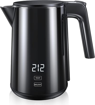 Waterkoker - Dubbelwandig - Thee Zetten - Instelbare Temperatuur - 1 Liter - Zwart Ivoor