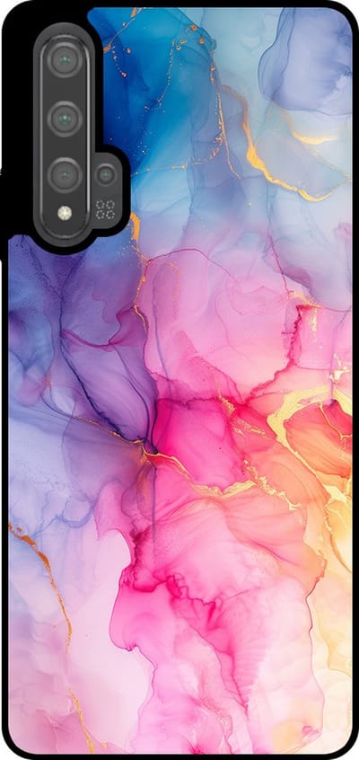 Smartphonica Telefoonhoesje Geschikt voor Huawei Nova 5T met marmer opdruk - TPU backcover case marble design - Regenboog geschikt voor Huawei Nova 5T