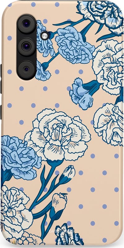 Casetastic hoesje geschikt voor Samsung Galaxy A54 (2023) 5G - Dubbellaagse bescherming - Anjer elegantie - Fashion Case - Zand Zilver Lichtblauw