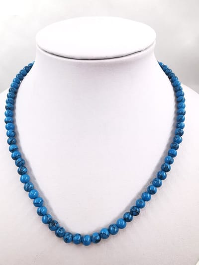 Ketting - Edelsteen - Turkoois - 6 mm kralen - L 45cm - RVS sluiting. Communicatie – loslaten - genezing. Turkoois staat bekend als meestergenezer.