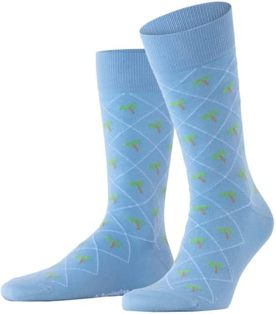 Burlington Palm Tree gedessineerd katoen Sokken heren blauw - maat 40-46