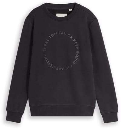 Tom Tailor - Basic sweatshirt met print - Maat 152 - coal grey