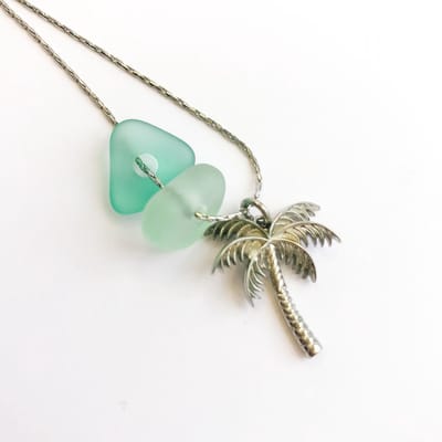 Laguna Treasures Jewellery - Ketting Zeeglas Palmboom - Zilver - Verguld - Longbox ketting - Halsketting - Sieraden - Surf
