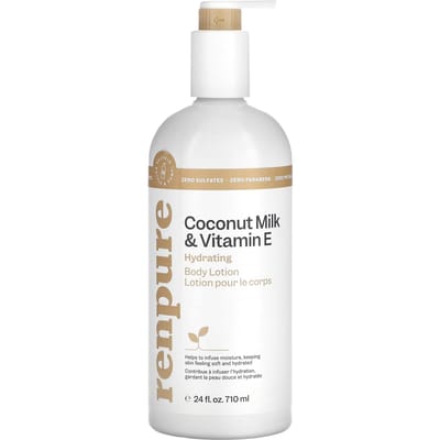 Renpure, Hydrating Body Lotion, Coconut Milk and Vitamin E, 24 fl oz (710 ml) white