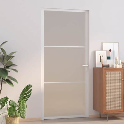 vidaXL - Binnendeur - 93x201,5 - cm - matglas - en - aluminium - wit