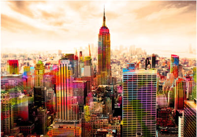Fotobehangkoning - Behang - Vliesbehang - Fotobehang Schilderij van New York - Colors of New York City III - 150 x 105 cm