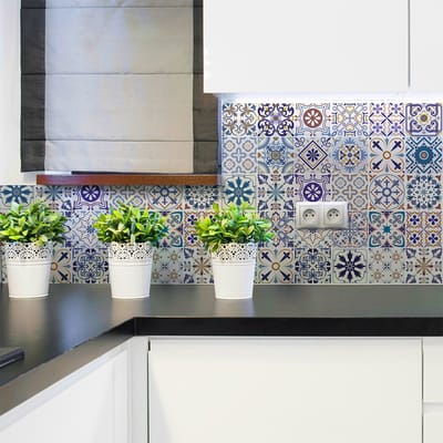 Zelfklevende tegelmuurstickers voor keuken en badkamer - 30 Riviera tegelstickers - 30 stickers 15x15cm