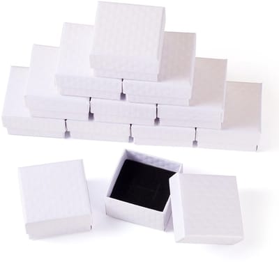 Dailygoods- Sieraden Doos 12 Stuks - Kartonnen Cadeaudozen - Diamant Patroon - Vierkant 5x5x3cm - Ring/Oorbellen Verpakking - Duurzaam Materiaal