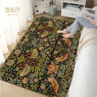 William Morris Aardbei Slaapkamer Tapijt Retro Vloermat Woonkamer Bank Decoratief Kleed Salontafel Matten Bedzijde Antislip Kleden 60x90cm-24X35in