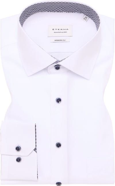 ETERNA modern fit overhemd - popeline - wit - Strijkvrij - Boordmaat: 45