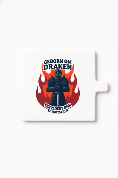 Geboren om Draken te Rijden Tegel – Grappig Fantasy Drakenrijder Design – “Vervloekt om Ze te Trotseren” Keramische Decoratieve Tegel Cadeau