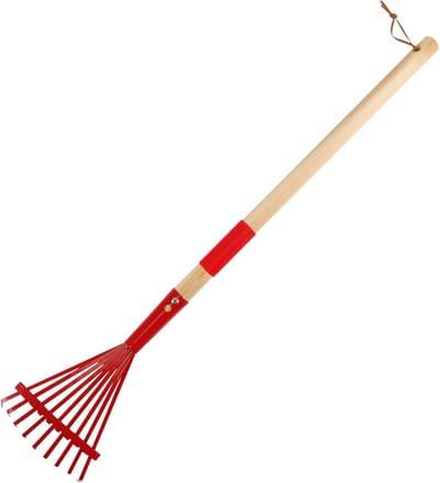 Kinder hark - Kleine tuingereedschap - Bladeren opruimen - Afneembaar handvat - 69 cm lengte
