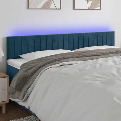 vidaXL - Hoofdbord - LED - 180x5x78/88 - cm - fluweel - donkerblauw
