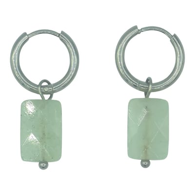 Natuursteen oorbellen - Oorringen met Aventurijn hangers - Stainless Steel 10mm / 24mm