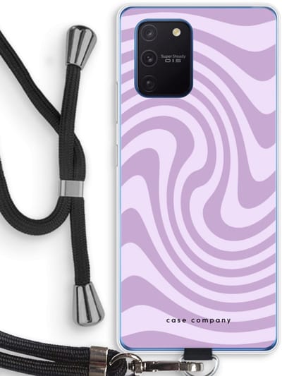 Case Company® - Hoesje met koord geschikt voor Samsung Galaxy Note 10 Lite hoesje met Koord - Swirl Paars - Telefoonhoesje met Zwart Koord - Bescherming aan alle Kanten en Over de Schermrand