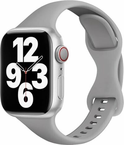 By Qubix - Geschikt voor Apple Watch bandje - Siliconen sportbandje Slim Fit - Grijs - Geschikt voor Apple Watch 44mm / 45mm / 46mm / 49mm (Ultra 1,2 en 3) - siliconen sport bandje - smartwatchbandje