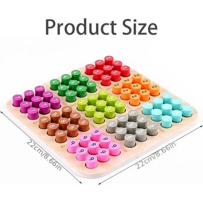 Jeux de Sudoku pour Enfants Échecs Jouets Plaque Numérique Couleur Cognitive Jeux de Célébration Puzzles de Sudoku Instructifs Jouets en Bois Entraînement Cérébral beige
