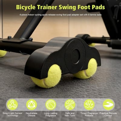 Fietstrainer Tuimelvoeten - Indoor Fietsen Adapters - Verbeterde Stabiliteit - Set van 4 met Ballen - 20cm Adapters - Geel Zwart