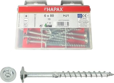 Hapax - Tellerkopschroeven - deeldraad Tx 30 - 6x80mm - 15 st