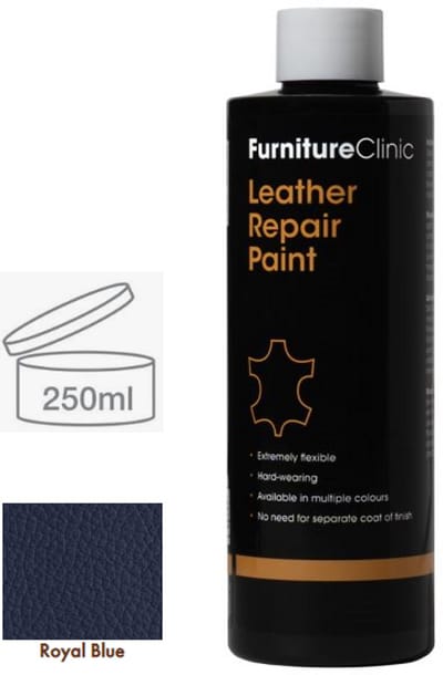 Leer reparatie Verf 2 in 1 Konings Blauw 250ml | Furniture Clinic | Leather Repair Paint 2 in 1 Royal Blue 250ml | Verf en Top Coat in 1 | Geschikt voor leren banken, leren autostoelen, schoenen, handtassen | Paint and Top Coat in 1 | Leder Verf |