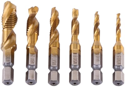 Dailygoods- Tapbit Set 6pcs - HSS Boor/Tapbits - Metrische Draad - Voor Boren/Tappen - Hoge Hardheid - Efficiënt Gereedschap - Boortap