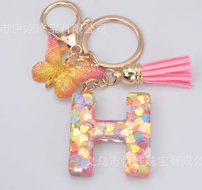Sleutelhangers of voor je tas van A tot Z - met een pompon of kwastje - met letter - mooi design - handgemaakt - sleutelhangers - design - mode - goud - zwart - blauw - roze- rood