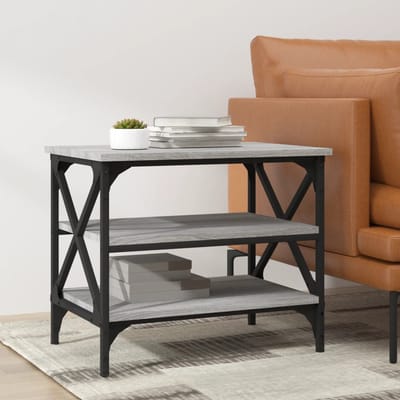vidaXL - Bijzettafel - 55x38x45 - cm - bewerkt - hout - grijs - sonoma - eikenkleurig