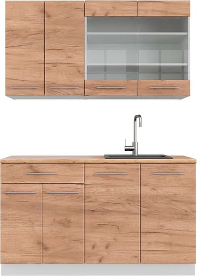 Vicco Fame-Line Eenpersoonskeuken – 140 cm, WB Eik Eik goud/wit