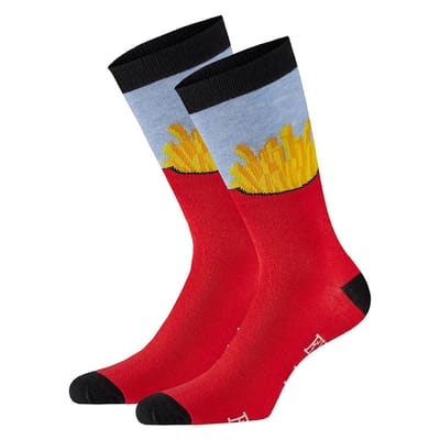 French fries sokken giftbox - 36/41 / Assorti blauw/grijs