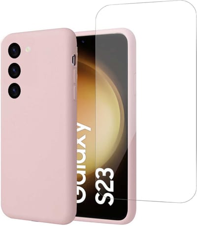 Hoesje geschikt voor Samsung S23 + Screenprotector – Tempered Glass - Liquid Back Case Cover Rose