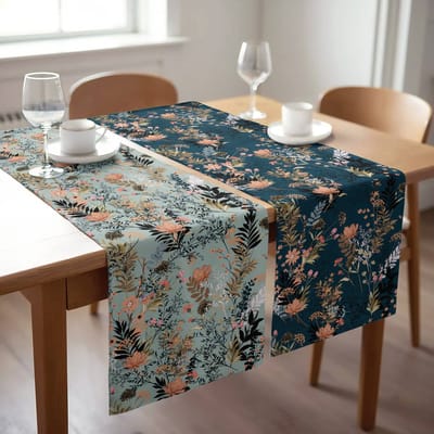 Velvet textiel Tafelloper set van 2 - 45x140 - Bloemen