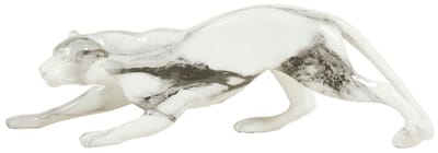 Ostaria Panter beeld - 27 cm - polystone - zilver - decoratie dieren beeld - interieurdecoratie