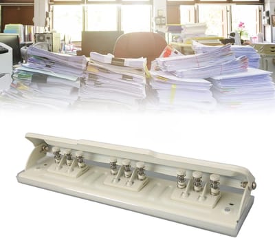 9-Gats Perforator voor Papier, Handmatige DIY Perforator voor A4, B5, B6, A5 en A6, Geschikt voor School en Kantoor, Met Antislip Onderzijde en 8 Vellen per Beurt