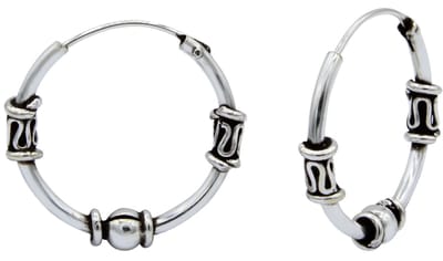 Joy|S - Zilveren Bali oorbellen - 16 mm oorringen - geoxideerd