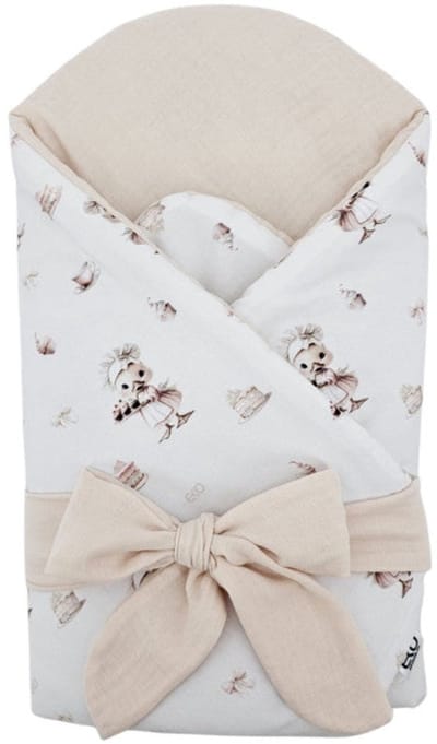 Printed Cotton+Muslin Swaddle Blanket with Coconut COOK