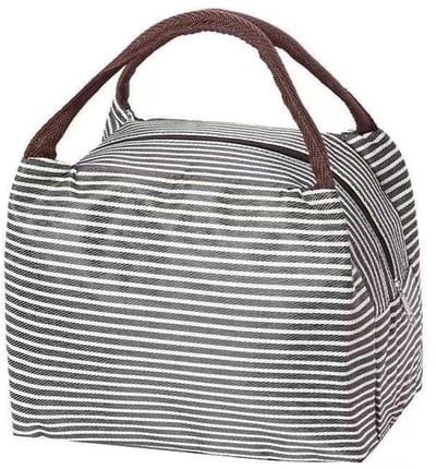 Geïsoleerde lunchtas voor volwassenen en kinderen, kleine geïsoleerde lunchbox, geïsoleerde en waterdichte lunchtas, geschikt voor werk, school, picknicks en buitenactiviteiten (koffiestrepen).