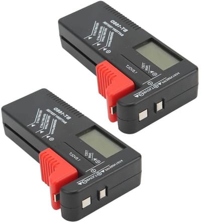 Batterij Checker Digitaal - Capaciteitstester Spanningsmeter - Batterijen Controleren - Nauwkeurige Spanningsdetectie - 16 x 12 x 4 cm - Grijs