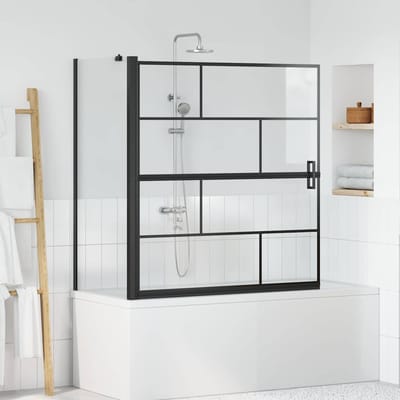 vidaXL - Bad - Douche - Scherm - Zwart - en - Transparant - 116 - x - 68 - x - 128 - cm