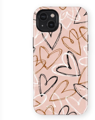 Tough Hoesje met Hartjes geschikt voor iPhone 14 Plus | Little Love Tough Case Geschikt voor Mag | Hartjes Print Backcover geschikt voor iPhone 14 Plus Artful Hearts