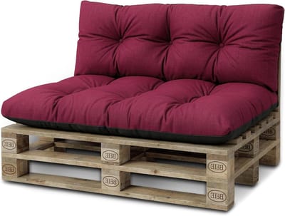 Palletkussens Outdoor Set - Bankkussens Tuinmeubels - Comfortabel Zitten - Extra Dikke Vulling - 120x40cm + 120x80cm - Bordeauxrood