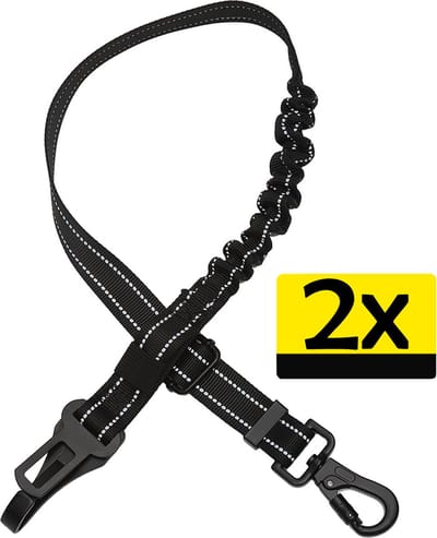 Hondenriem Autogordel Flexibel Hondengordel Voor Auto Hondengordel Met Kliksysteem en Haak - Zwart - 2 Stuks