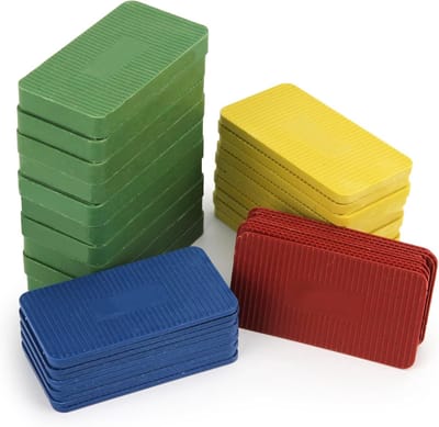Afstandhouders Kunststof - Onderlegplaten Wiggen - Nivelleren Uitlijnen - Antislip Ribbeloppervlak - 40 Stuks 75x40mm - Multicolor