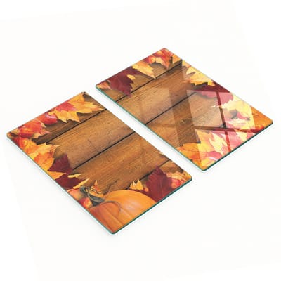 Glazen snijplanken met grafische bladeren, hout, 2x30x52 cm